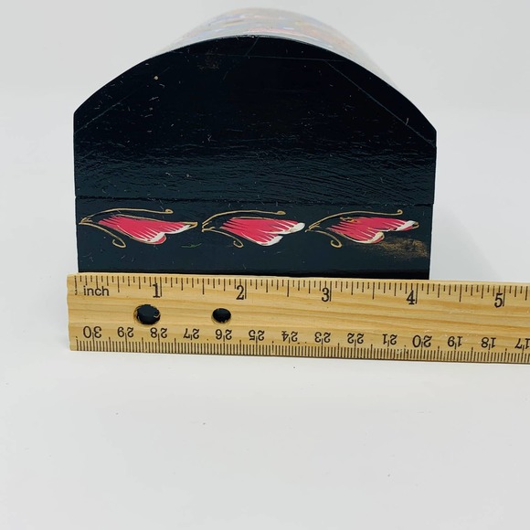 Vintage Halloween Sugar Skull Barware Shot GlassSet With Hand Painted Wood Box - Picture 7 of 12